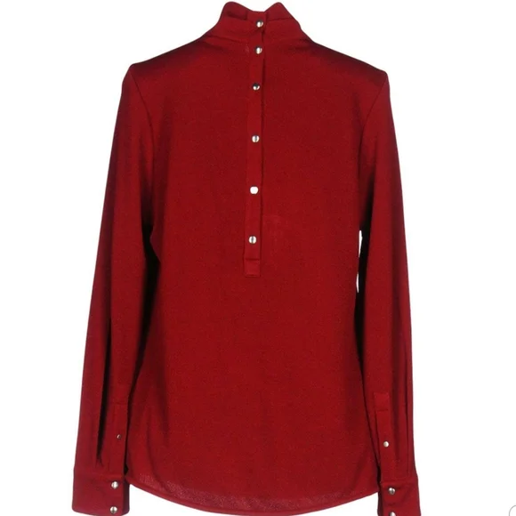 Golden Goose Turtleneck Blouse Size S Small Wine Red - Picture 5 of 7
